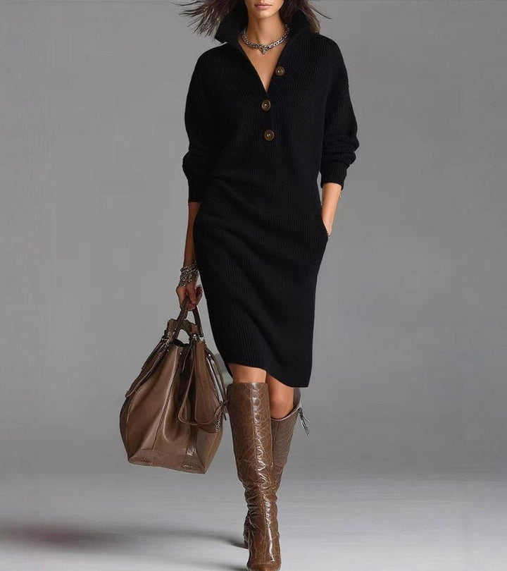 Estelle | Elegant Winter Dress with Buttons