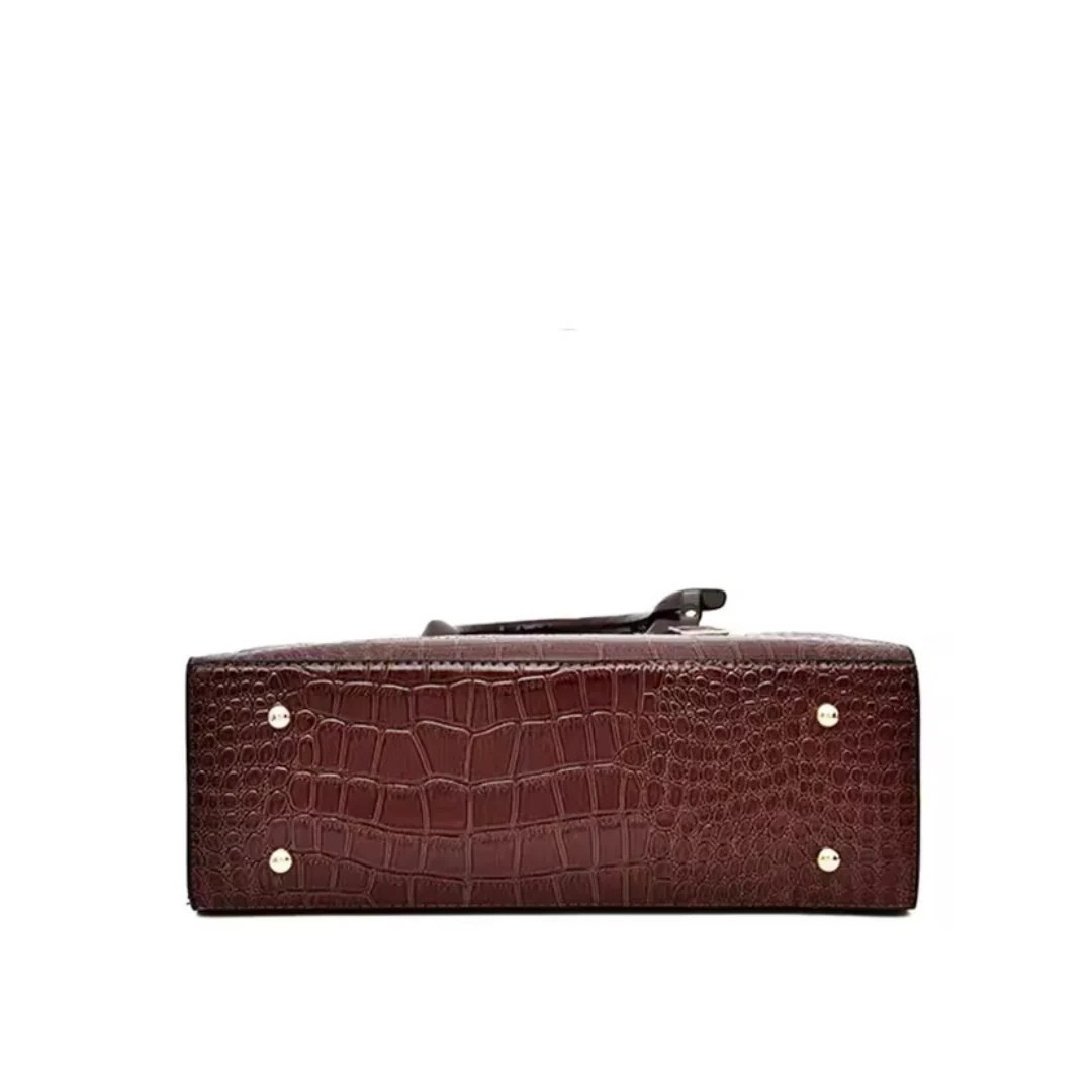 Terra – Luxury croco-embossed structured handbag Amara with shoulder strap