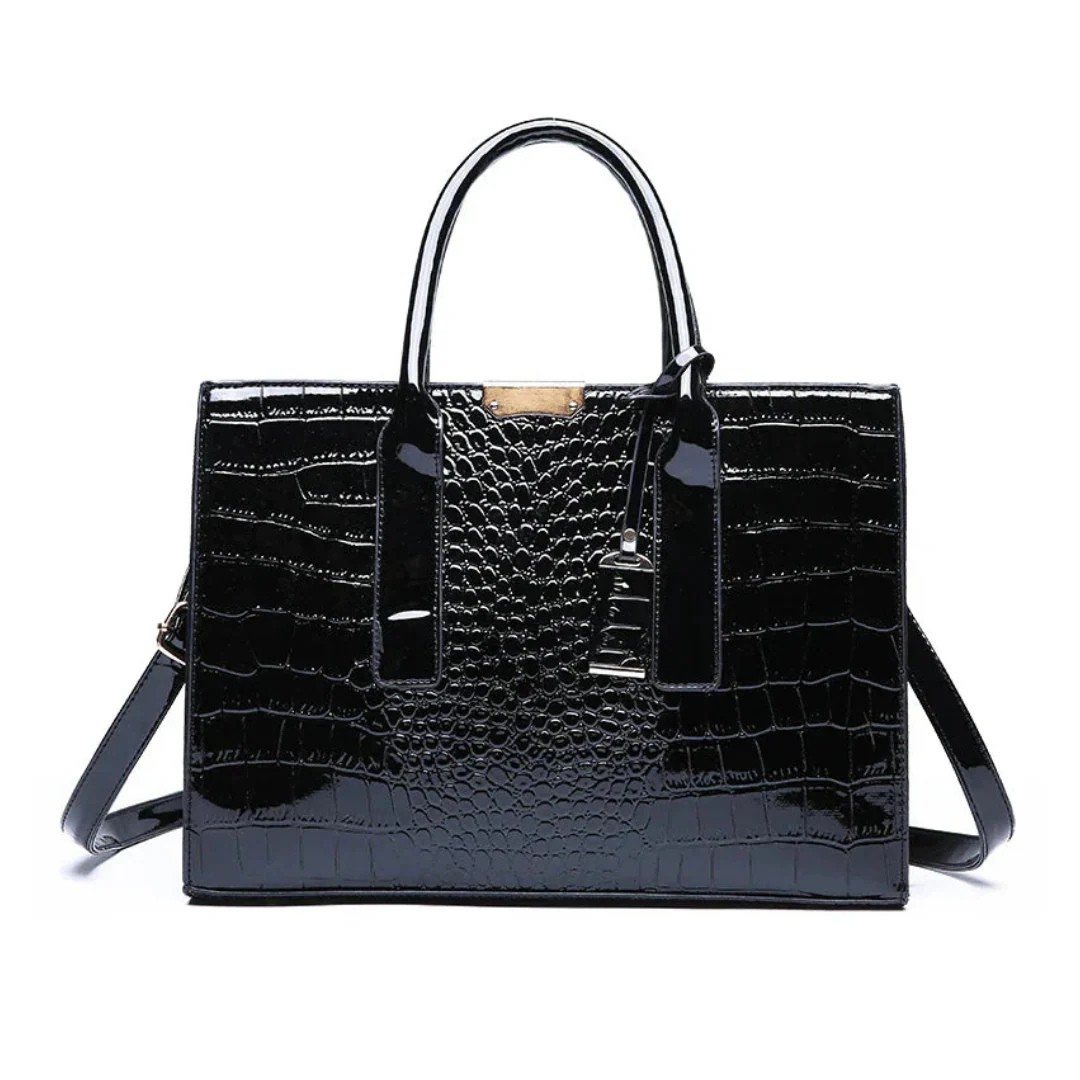 Terra – Luxury croco-embossed structured handbag Amara with shoulder strap
