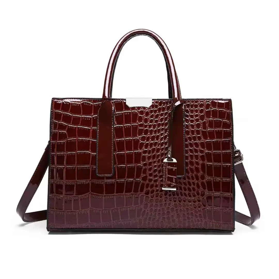 Terra – Luxury croco-embossed structured handbag Amara with shoulder strap