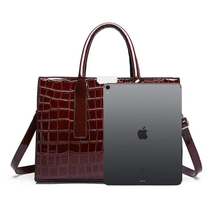 Terra – Luxury croco-embossed structured handbag Amara with shoulder strap