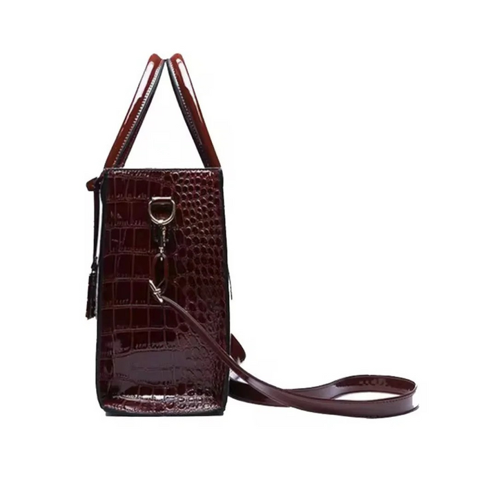 Terra – Luxury croco-embossed structured handbag Amara with shoulder strap