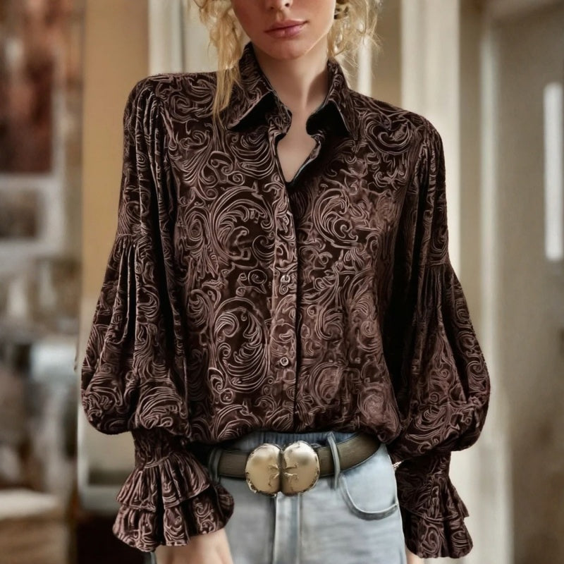 Evelyn Baroque Blouse | Elegant Everyday Button-Up