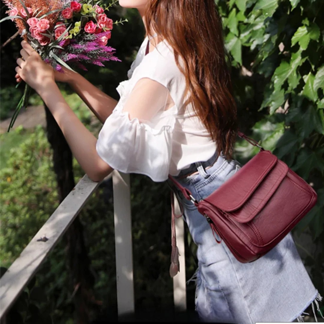 Terra – Vintage cross shoulder bag Marina with layered flap design