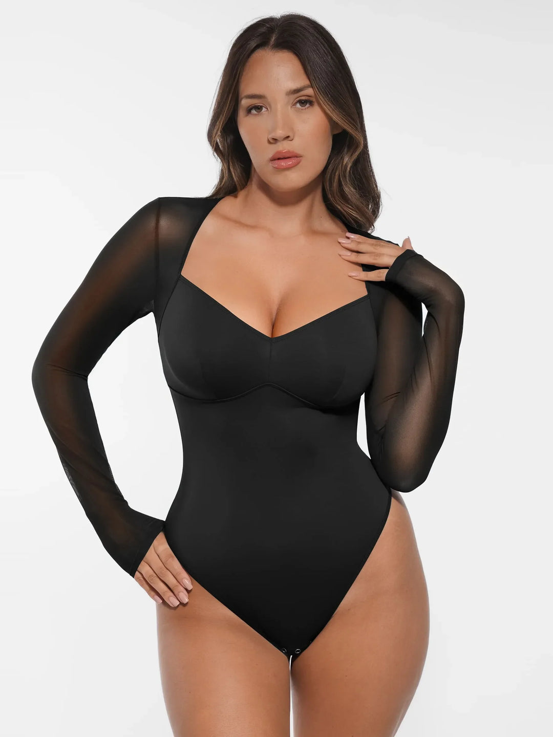 Body Essence – Mesh panel v-neck bodysuit