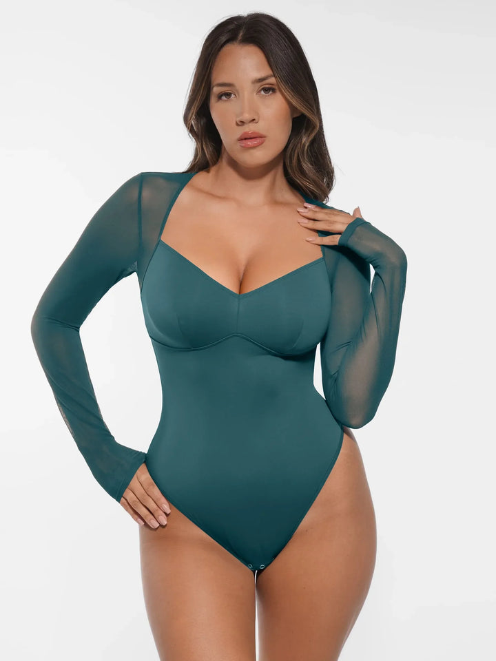 Body Essence – Mesh panel v-neck bodysuit