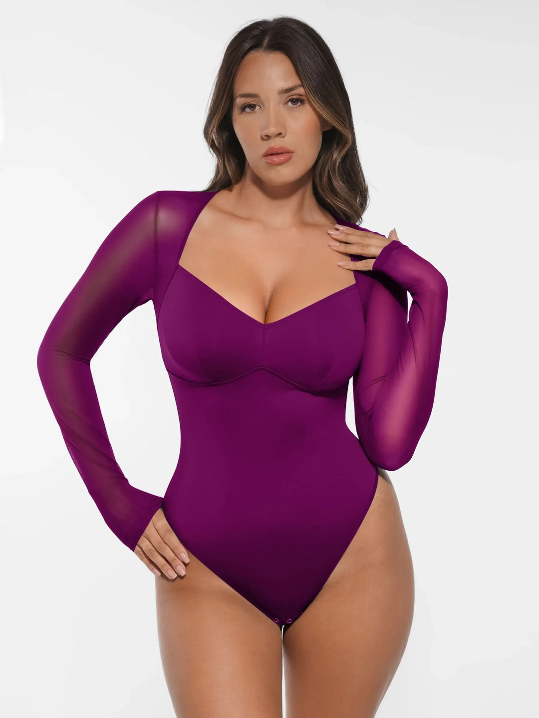 Body Essence – Mesh panel v-neck bodysuit
