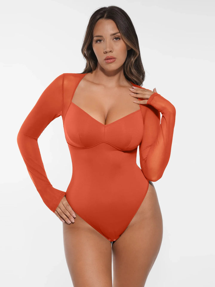 Body Essence – Mesh panel v-neck bodysuit