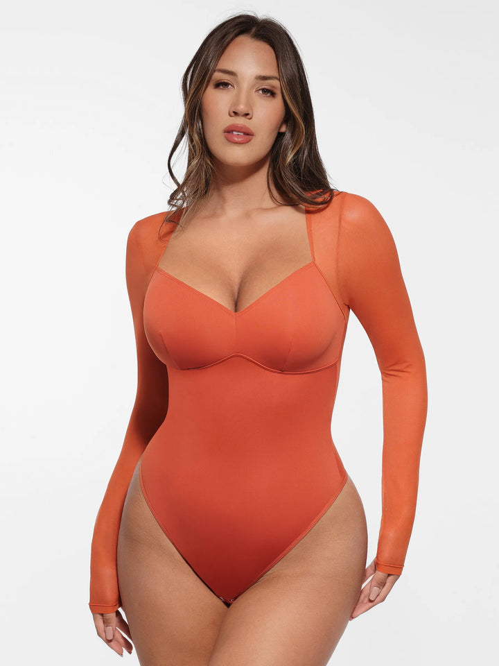 Body Essence – Mesh panel v-neck bodysuit