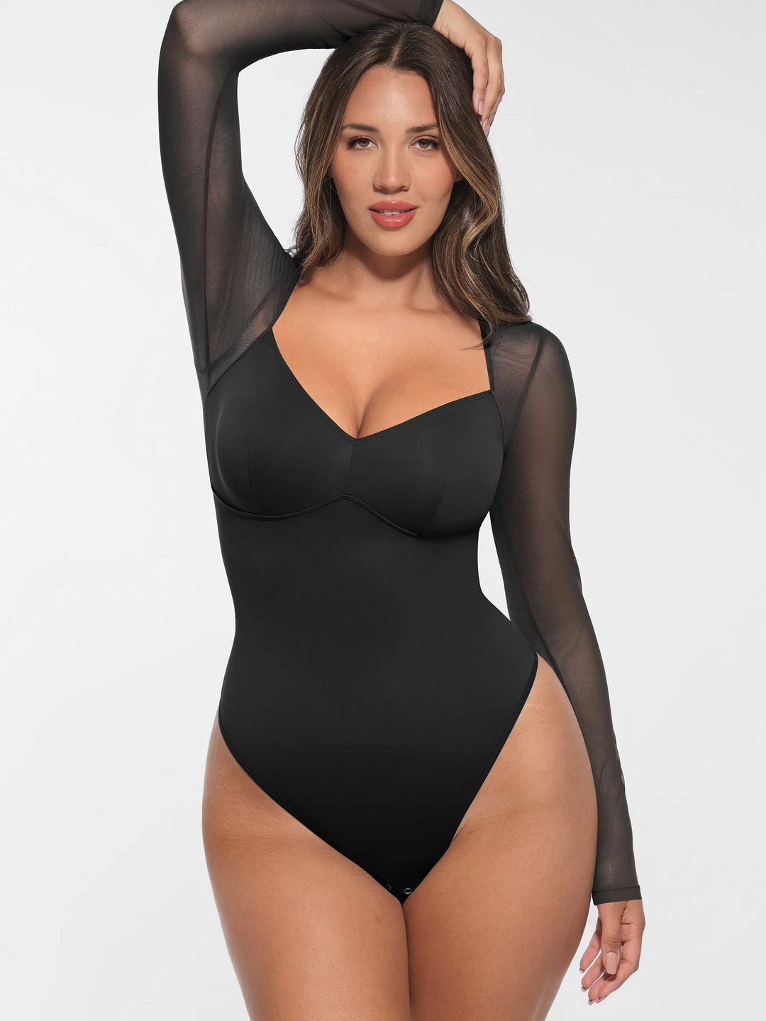 Body Essence – Mesh panel v-neck bodysuit