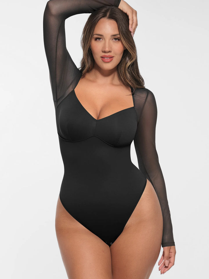 Body Essence – Mesh panel v-neck bodysuit