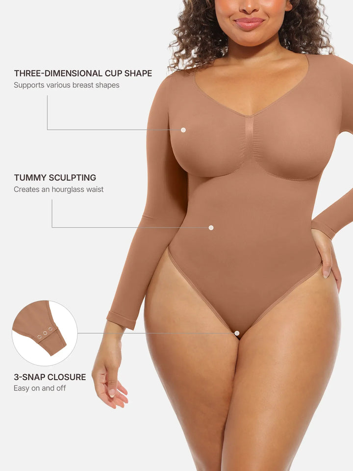 Body Essence – Seamless supportive long sleeve tummy control bodysuit