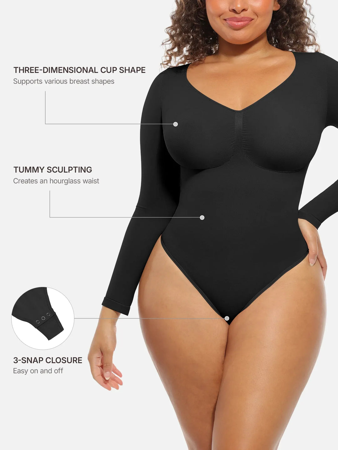 Body Essence – Seamless supportive long sleeve tummy control bodysuit