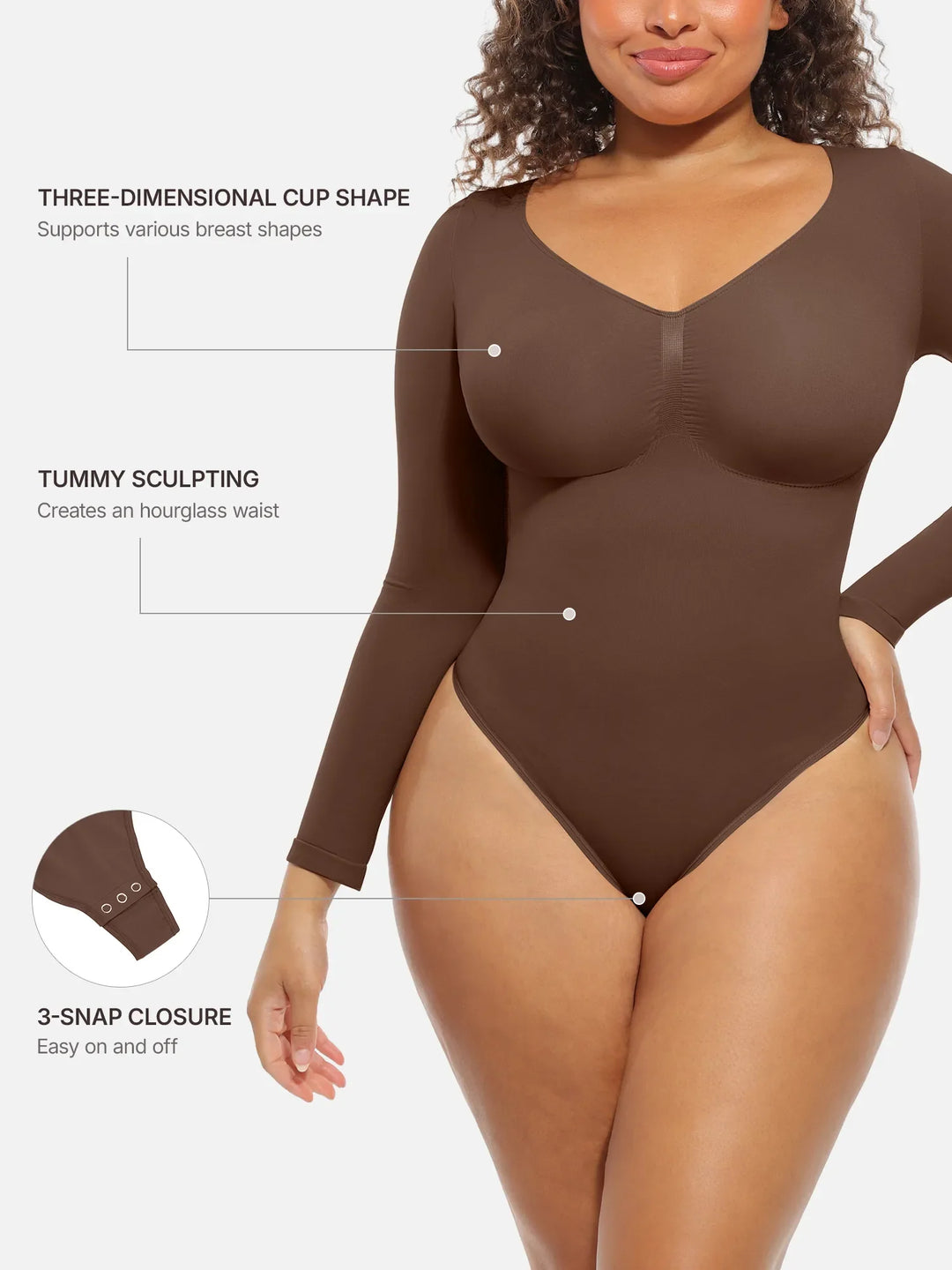 Body Essence – Seamless supportive long sleeve tummy control bodysuit