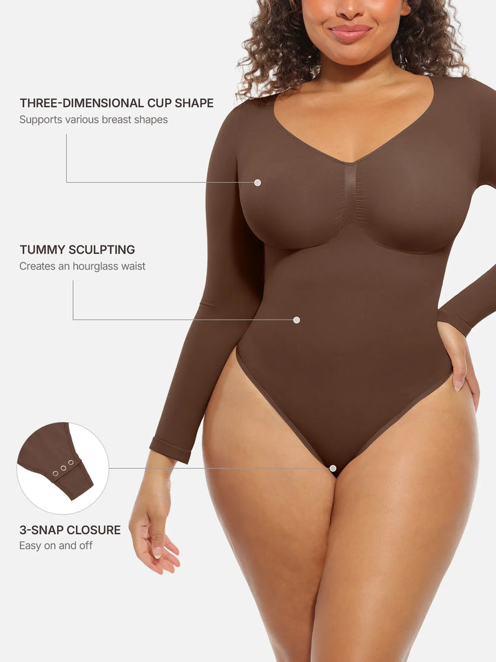 Body Essence – Seamless supportive long sleeve tummy control bodysuit