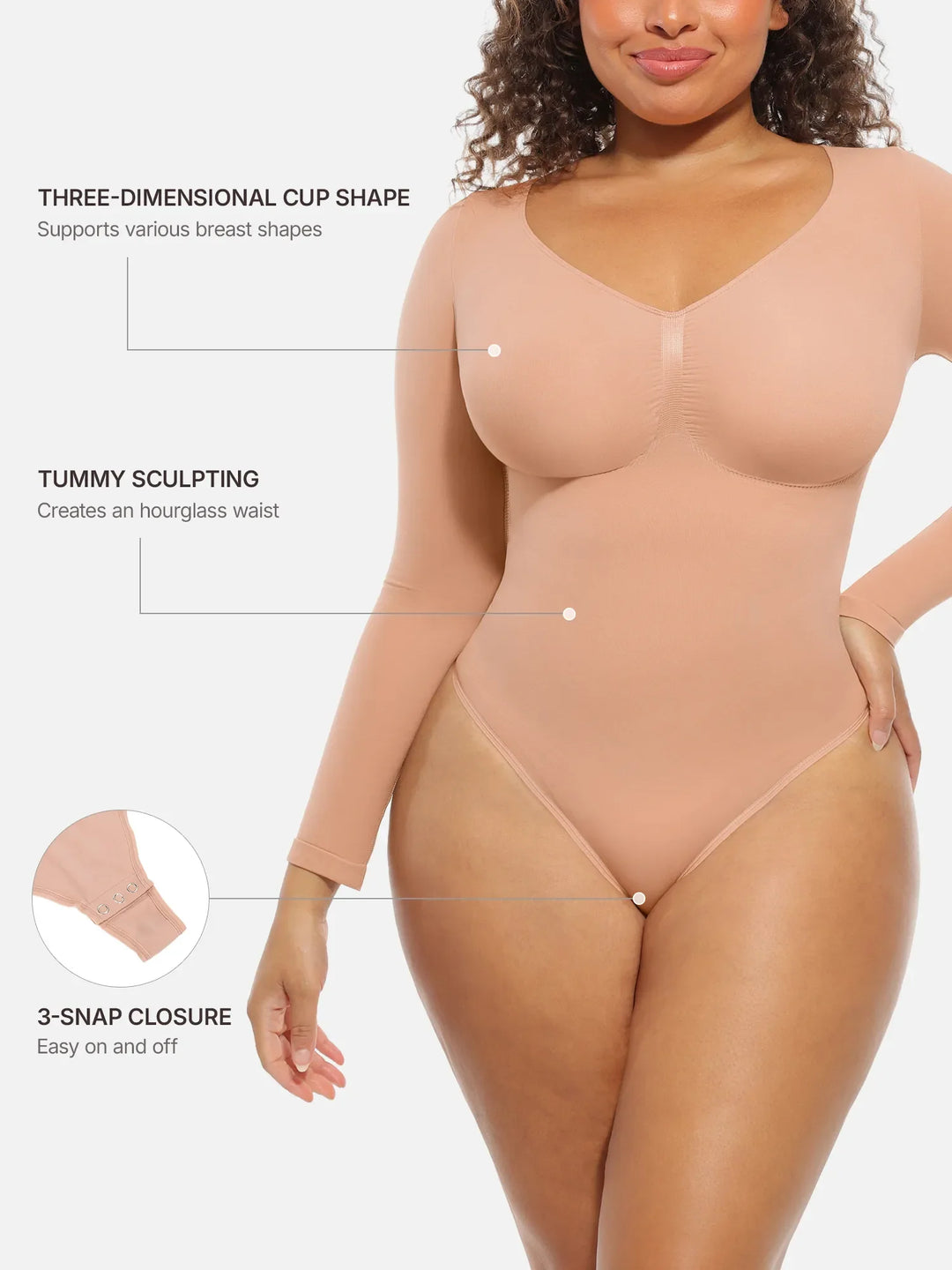 Body Essence – Seamless supportive long sleeve tummy control bodysuit