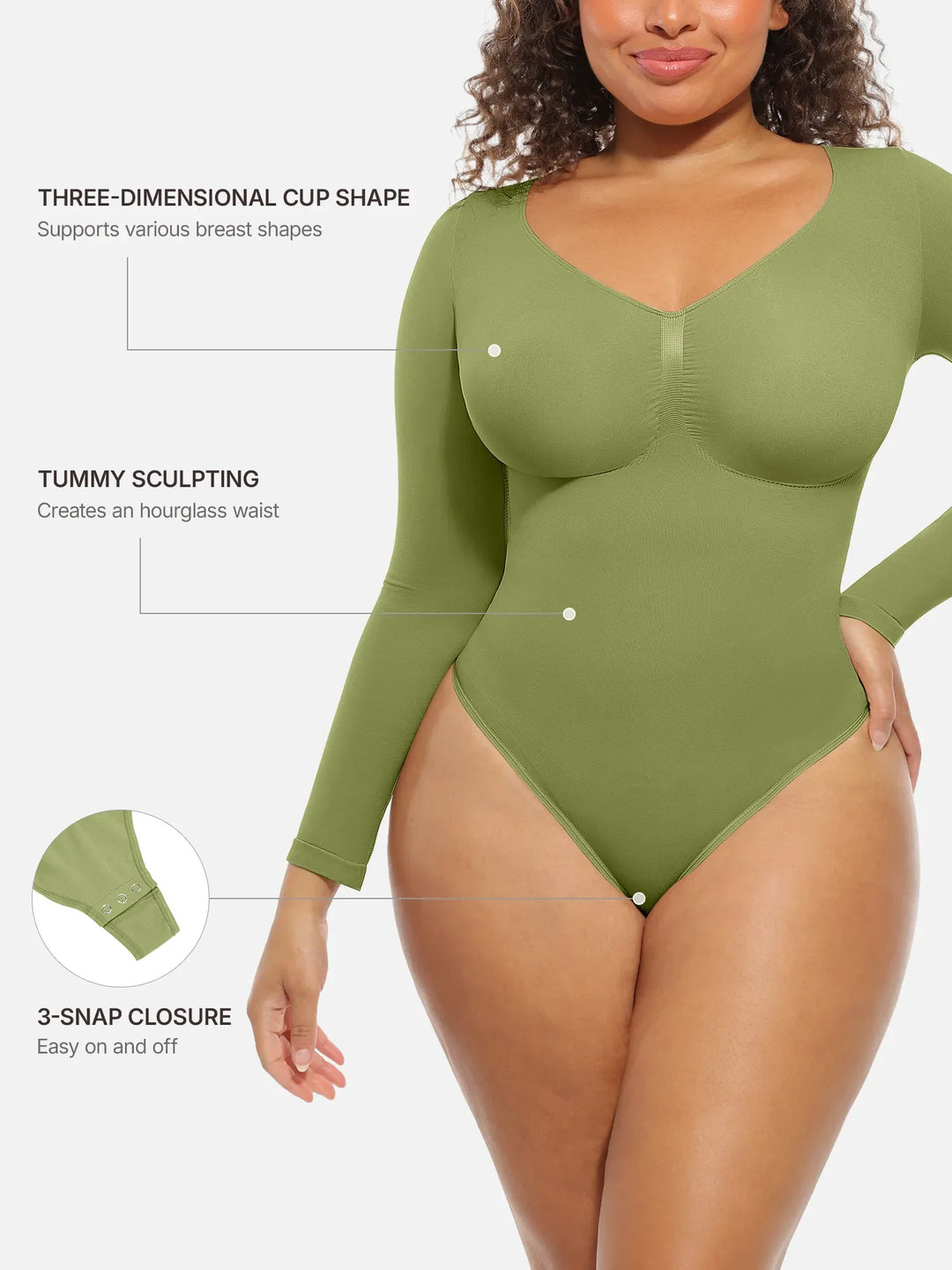 Body Essence – Seamless supportive long sleeve tummy control bodysuit