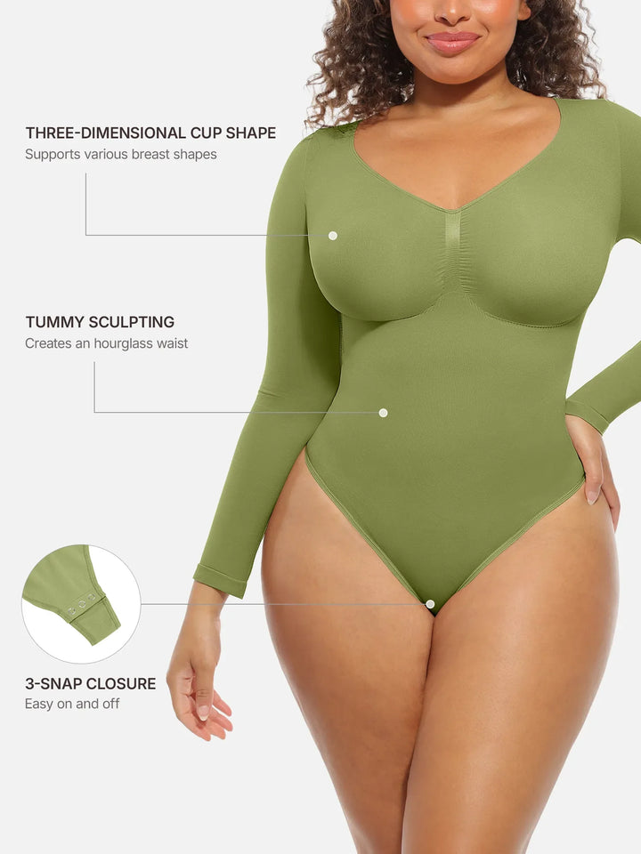 Body Essence – Seamless supportive long sleeve tummy control bodysuit