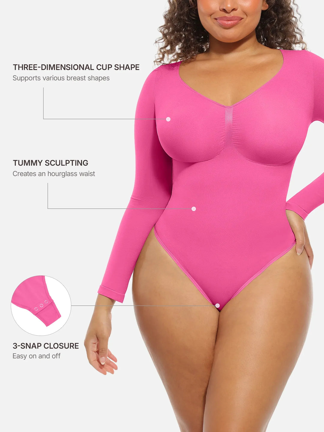Body Essence – Seamless supportive long sleeve tummy control bodysuit