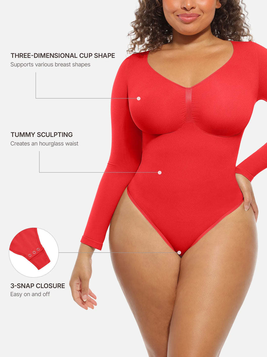 Body Essence – Seamless supportive long sleeve tummy control bodysuit