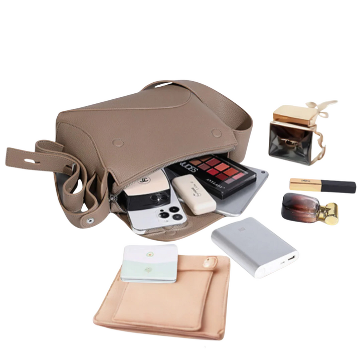 Terra – Modern sculpted shoulder bag Arden with asymmetrical flap design