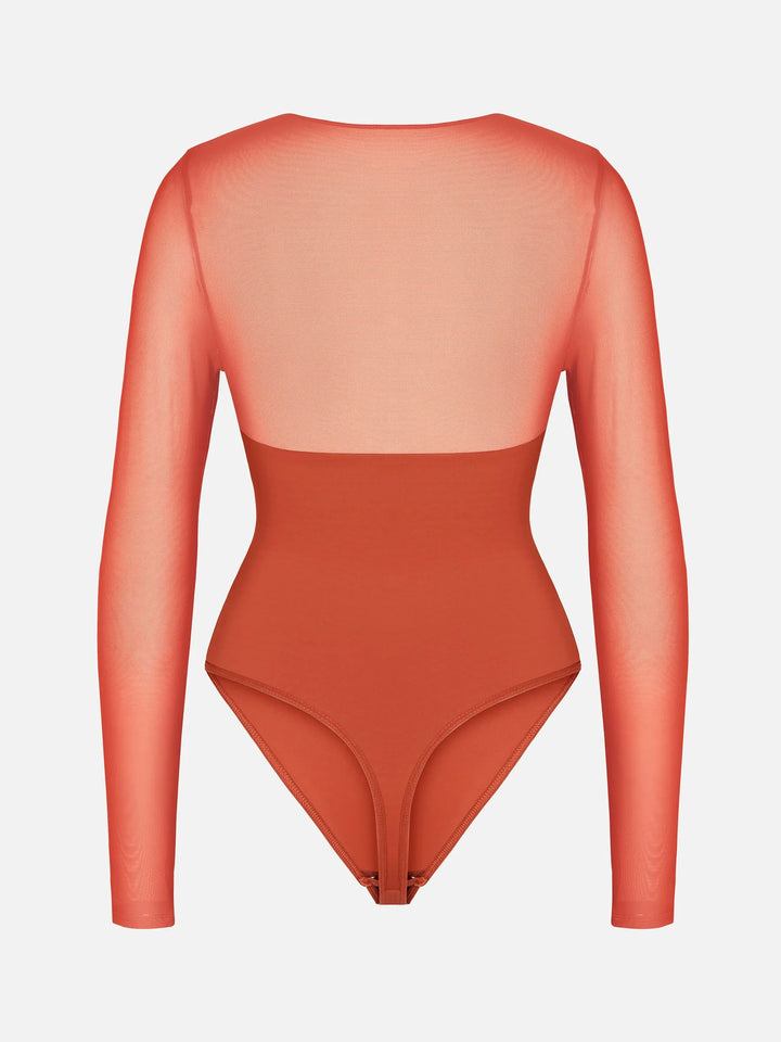Body Essence – Mesh panel v-neck bodysuit